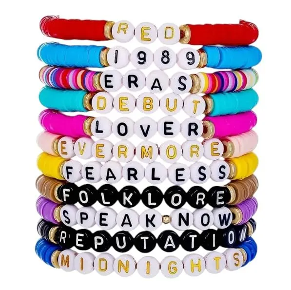 ERA Albums Friendship Bracelets Concert Swift Tour Bracelets Set of 10 Heishi Stacking Blurb Jewelry Word beaded clay colorful bead Stackable Bridesmaid Gift Stretch Fun Stuffers