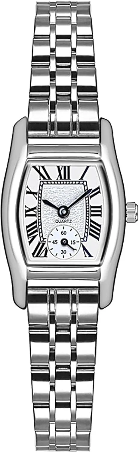 FANMIS Elegant Women Bracelet Watch Vintage Minimalist Design Classic Ladies Roman Numeral Quartz Watch Ultra-Thin Fashion Dress Watches (Silver)