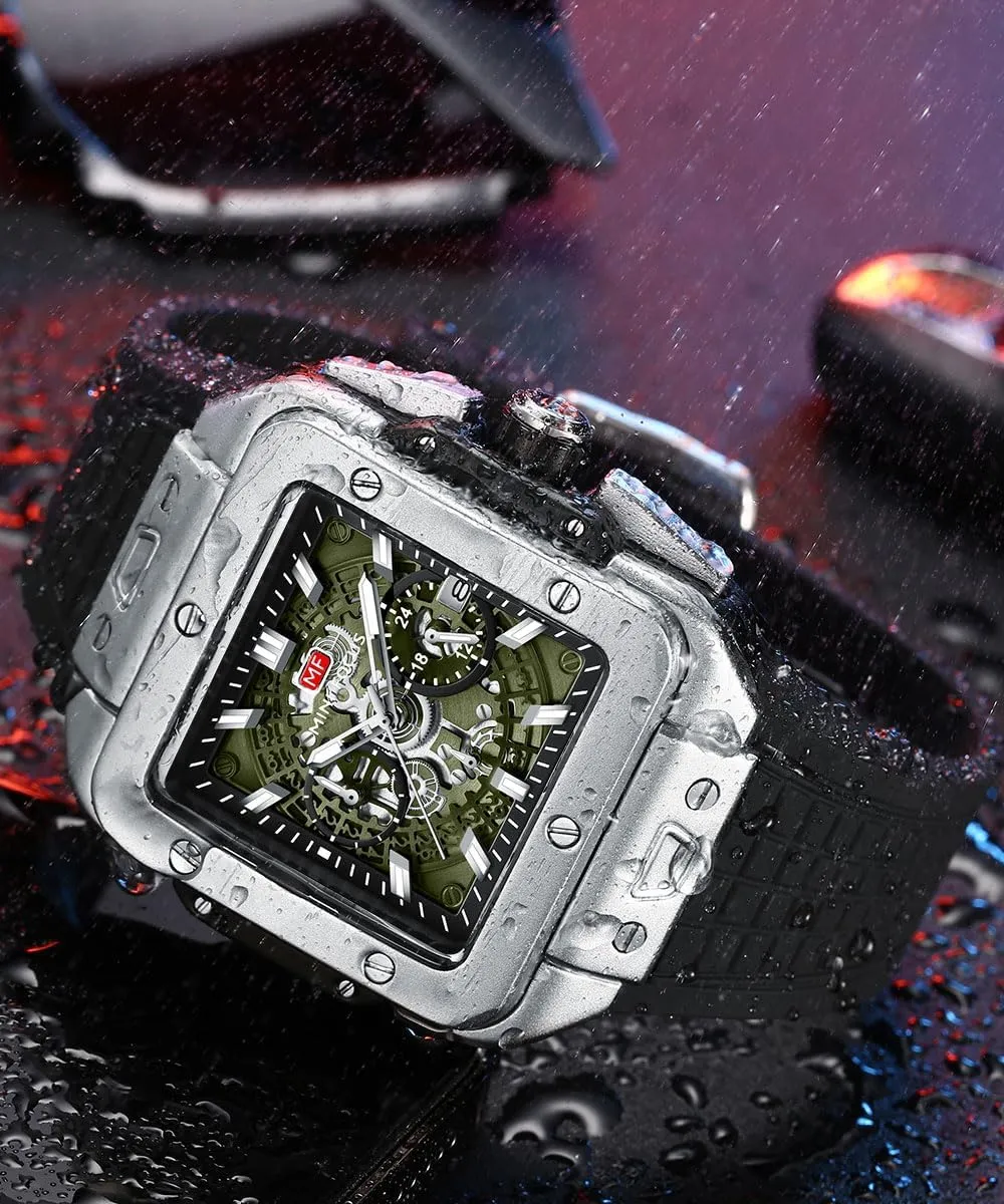 Fashion Men Watches Sleek Minimalist Luminous Quartz Analog 3ATM Water Resistant Silicone Strap Watches for Man with Chronograph,Calendar