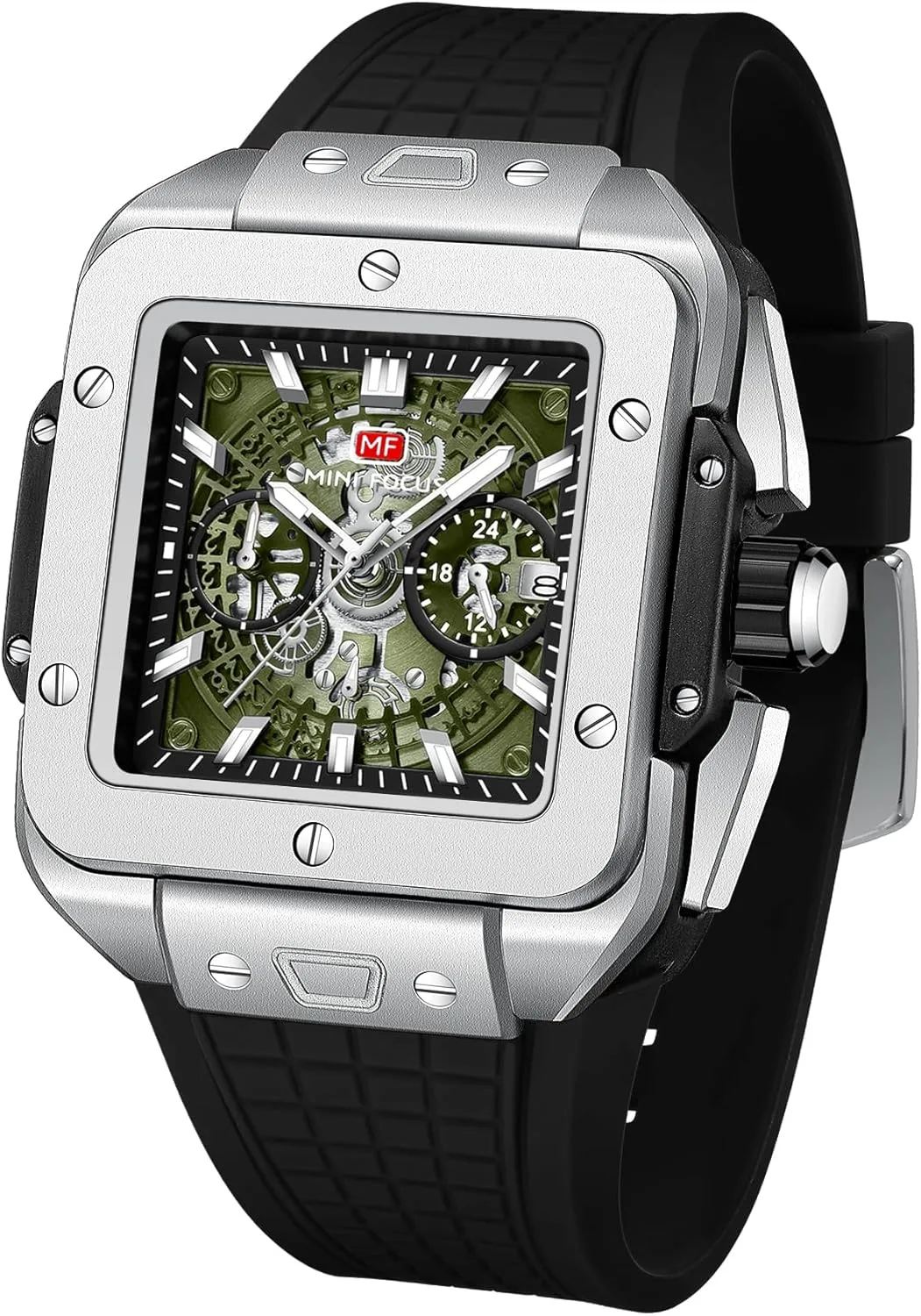 Fashion Men Watches Sleek Minimalist Luminous Quartz Analog 3ATM Water Resistant Silicone Strap Watches for Man with Chronograph,Calendar