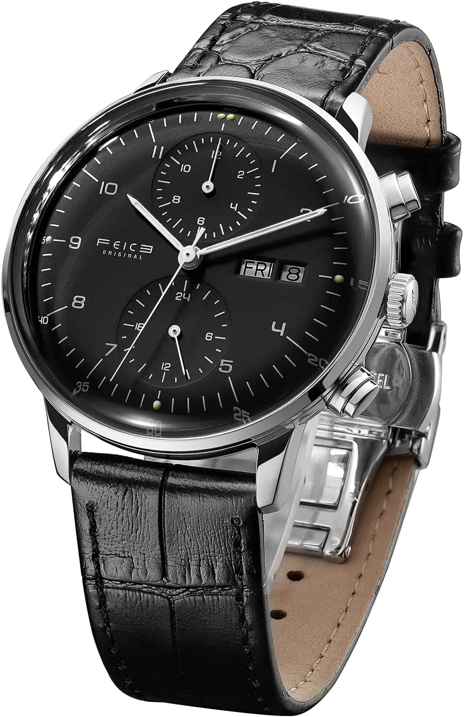 FEICE Mens Watches Bauhaus Automatic Watch Stainless Steel Mechanical Watch Wristwatch Casual Dress Watches for Men with Leather Bands Date -FM121