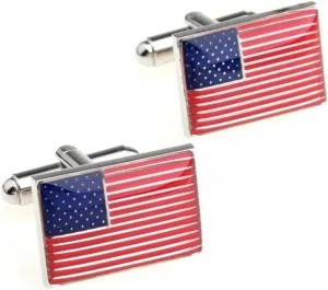 Flag of The United States Men's Cufflinks, USA Americian Flag