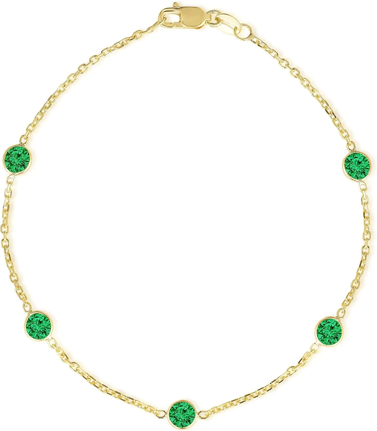 Floreo 14k Yellow Gold 4mm Round Birthstone Cable Bracelet or Anklet