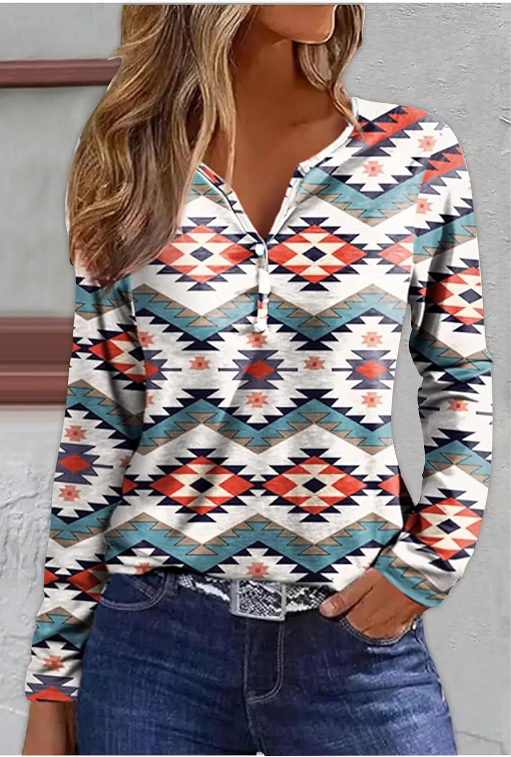 Flowers Graphic Long Sleeve V Neck Tees Shirts for Women Casual Loose Fitted Tshirts Boho Wildflower Trendy Tops Outfits