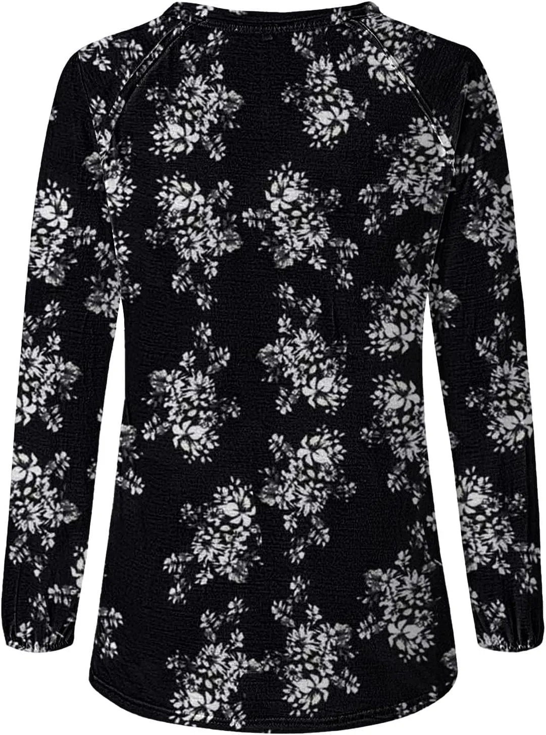 Flowers Graphic Long Sleeve V Neck Tees Shirts for Women Casual Loose Fitted Tshirts Boho Wildflower Trendy Tops