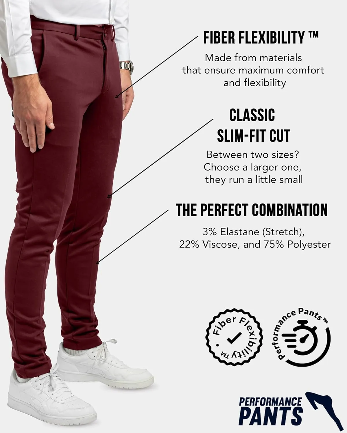 for Men, Slim Fit, Stretch - Comfortable and Modern Mens Trousers with Stretch for Suits, Business, Casual