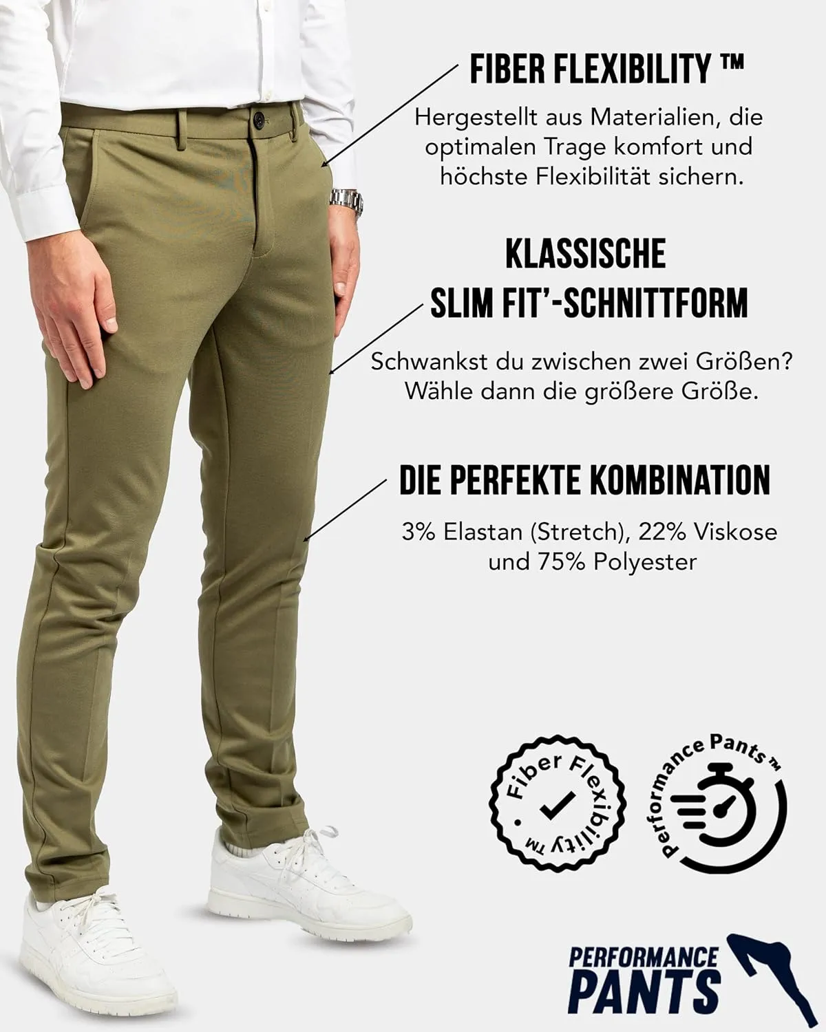 for Men, Slim Fit, Stretch - Comfortable and Modern Mens Trousers with Stretch for Suits, Business, Casual
