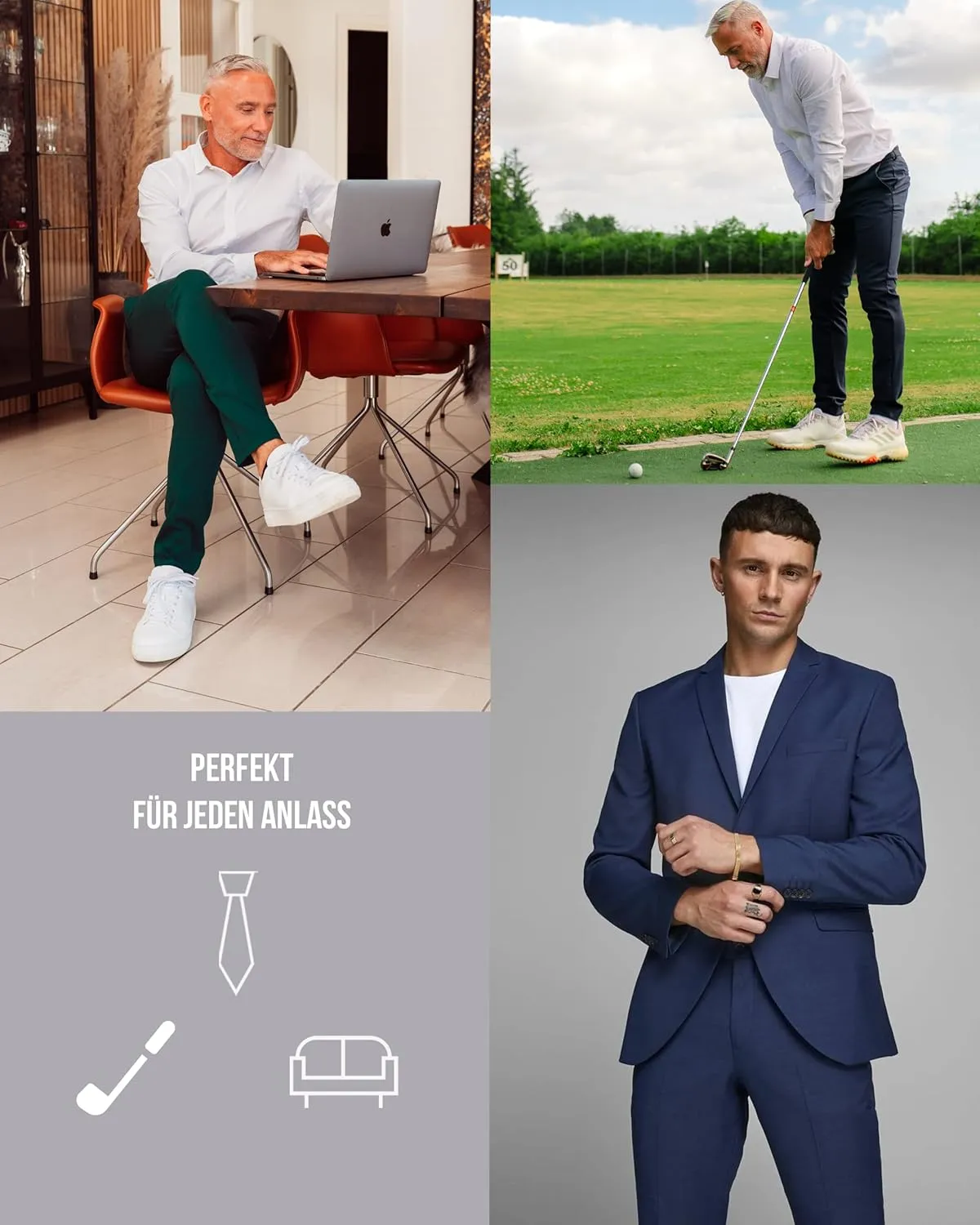 for Men, Slim Fit, Stretch - Comfortable and Modern Mens Trousers with Stretch for Suits, Business, Casual