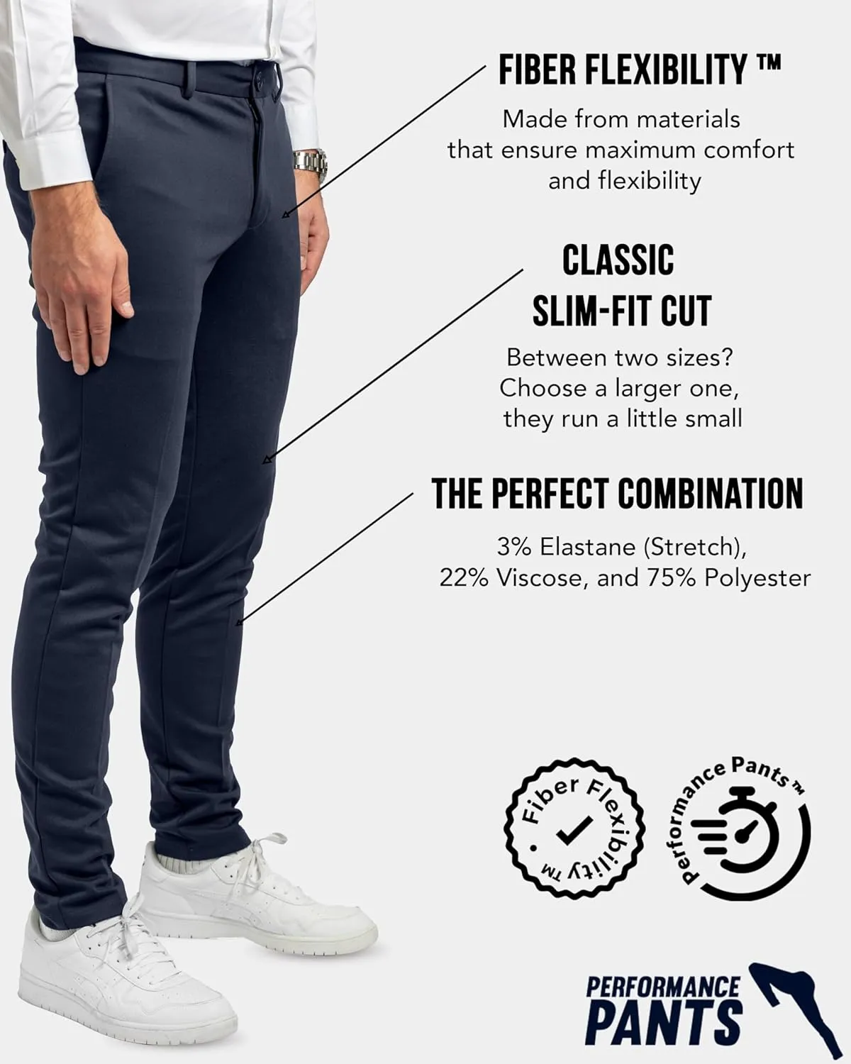 for Men, Slim Fit, Stretch - Comfortable and Modern Mens Trousers with Stretch for Suits, Business, Casual