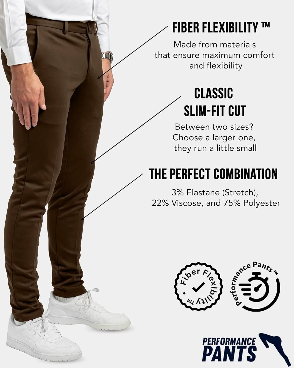 for Men, Slim Fit, Stretch - Comfortable and Modern Mens Trousers with Stretch for Suits, Business, Casual