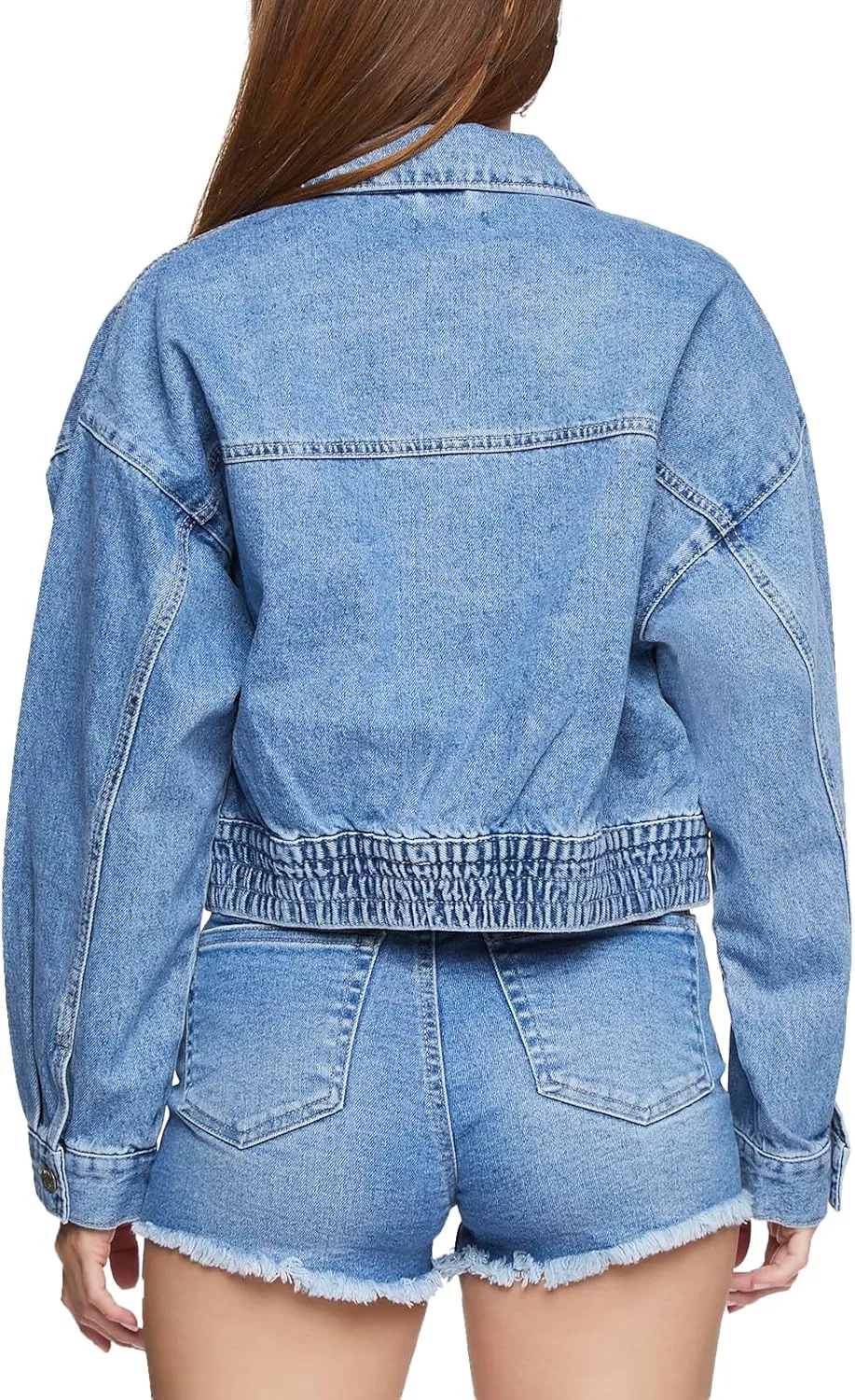 Forever 21 Women's Cropped Denim Trucker Jacket