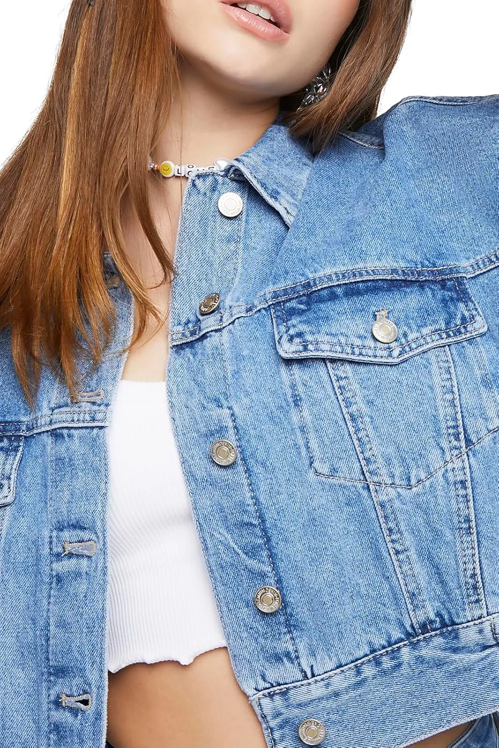 Forever 21 Women's Cropped Denim Trucker Jacket