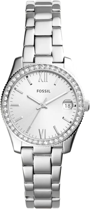 Fossil Women's Scarlette Mini Quartz Stainless Steel Three-Hand Watch, Color: Silver Glitz (Model: ES4317)