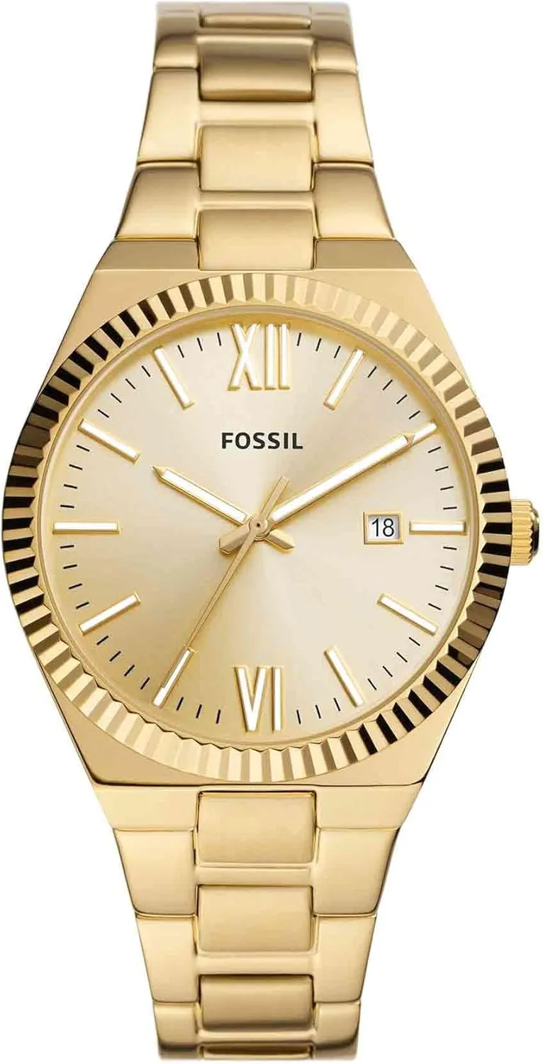 Fossil Women's Scarlette Quartz Stainless Steel Three-Hand Watch, Color: Gold (Model: ES5299)