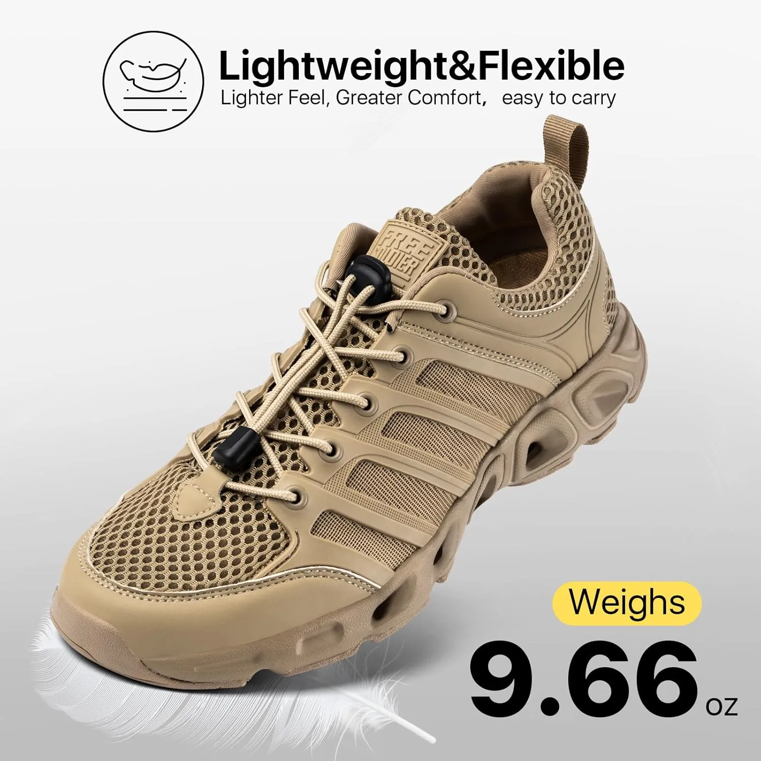 FREE SOLDIER Mens Hiking Shoes Summer Quick Dry Work Shoes for Water Trekking Tactical Boots Ventilated Ultra Light