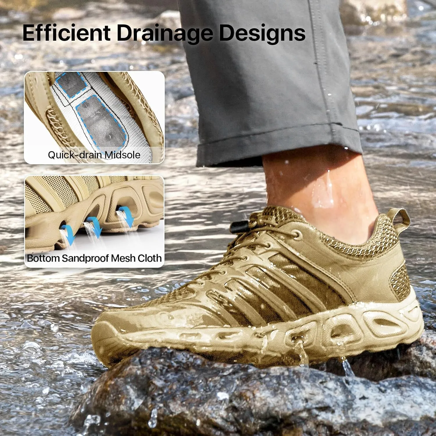 FREE SOLDIER Mens Hiking Shoes Summer Quick Dry Work Shoes for Water Trekking Tactical Boots Ventilated Ultra Light