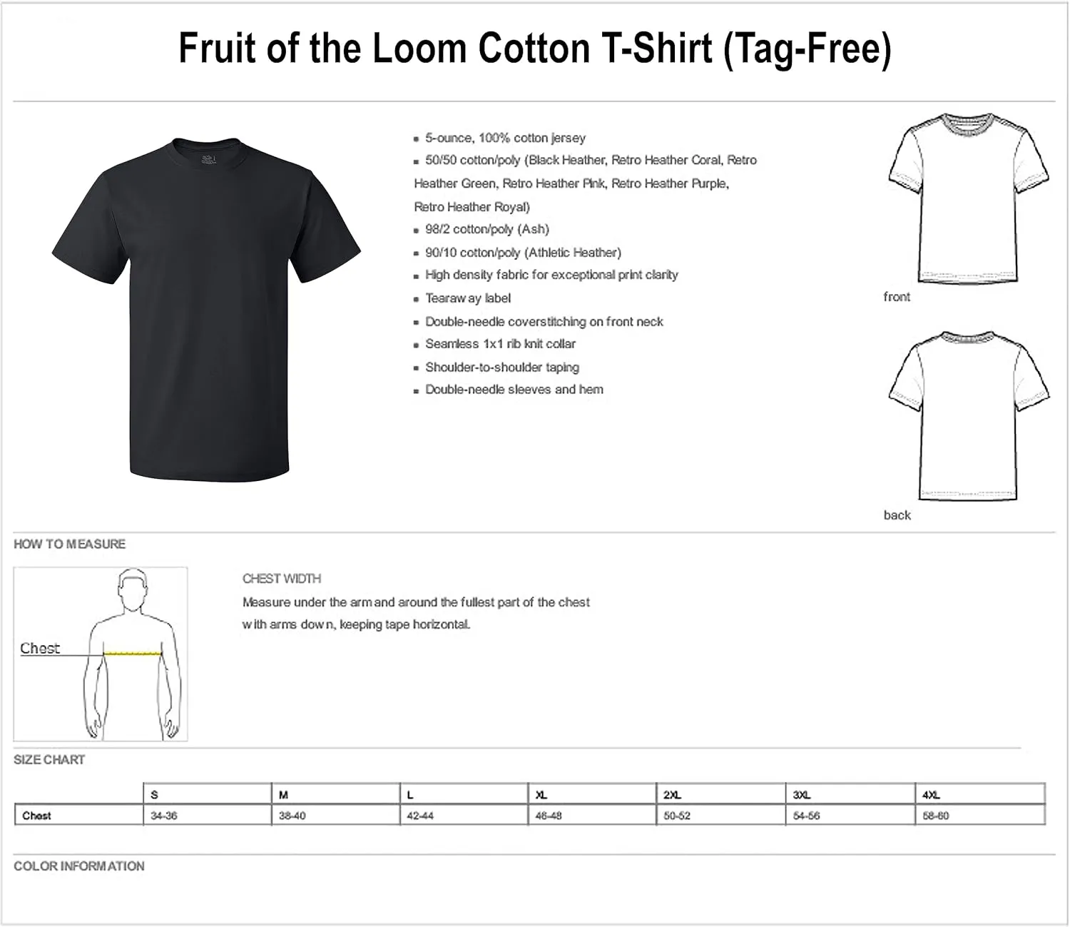 Fruit of the Loom Men's Lightweight Cotton Tees (Short & Long Sleeve)