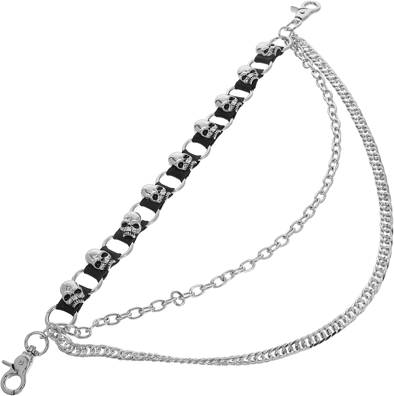 Gatuida Skull Head Chain Accessory Multi Layered Punk Pants Chain for Hip Hop Style for Casual Outfits and Parties Rock Belt Decoration