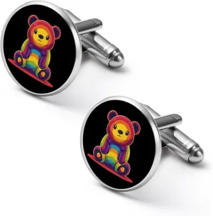 Gay Bear Men's Shirt Cufflinks Personalized Studs Set Shirt Cuff Links for Wedding Business 2.0cm