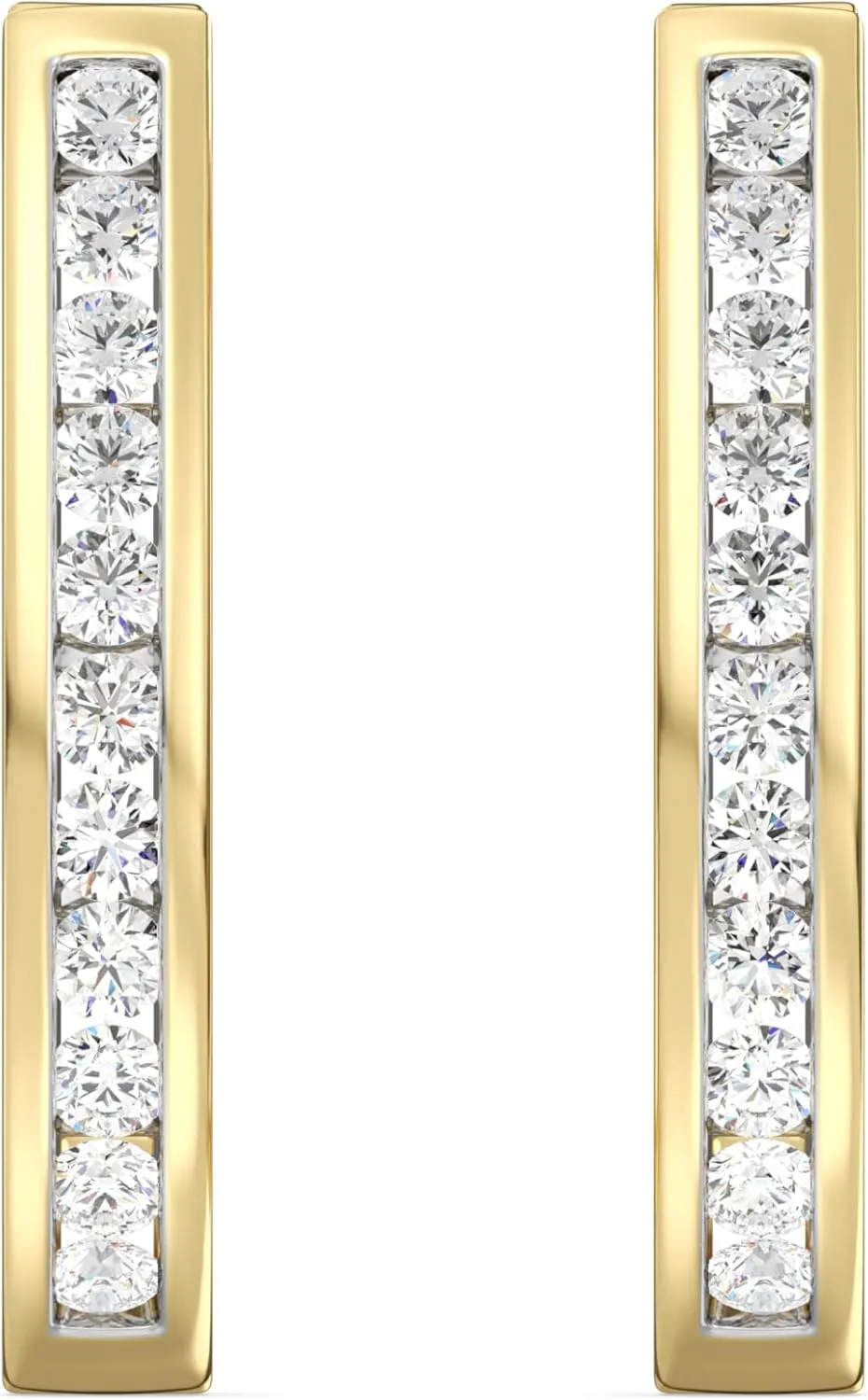 Gilded Lab-Grown Diamond Channel Set Hoop Earrings, 1/4 Cttw - 1 Cttw | SI1 F Color, Sterling Silver and 14K Gold-Plated | Elegant & Ethical Jewelry for Women, Gift Box Included | For Anniversaries, Gifting and Special Occasions
