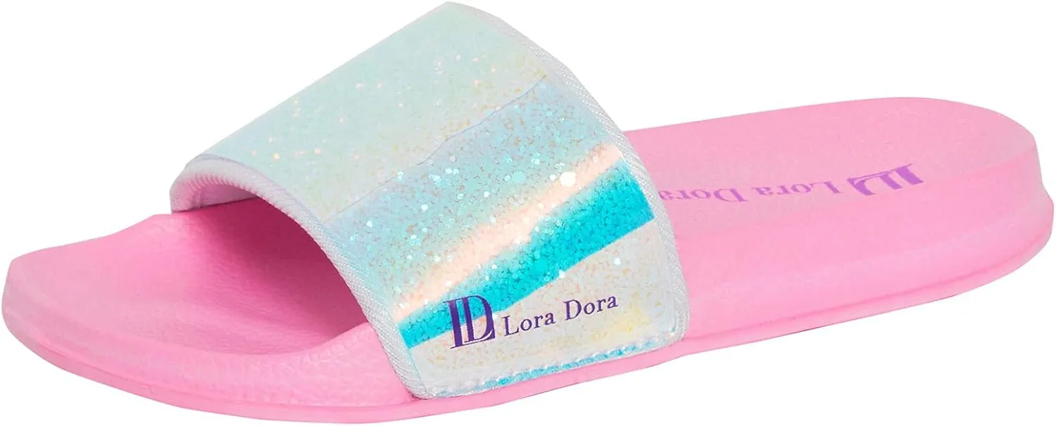 Girls Mermaid Iridescent Sliders Summer Sandals