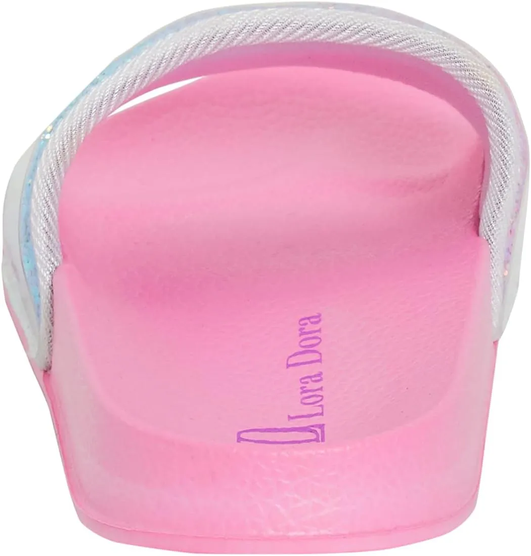 Girls Mermaid Iridescent Sliders Summer Sandals