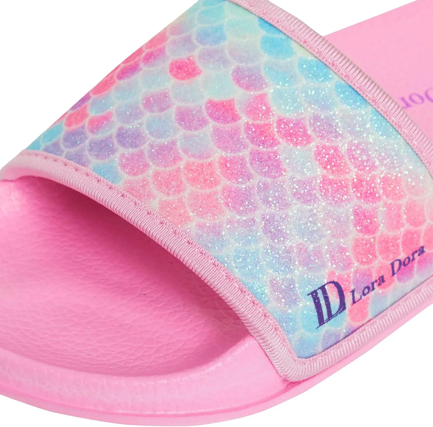 Girls Mermaid Iridescent Sliders Summer Sandals