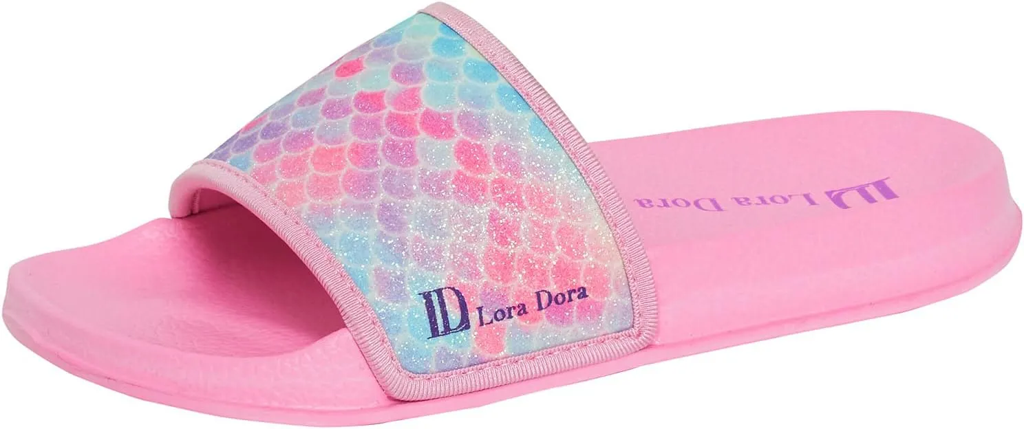 Girls Mermaid Iridescent Sliders Summer Sandals