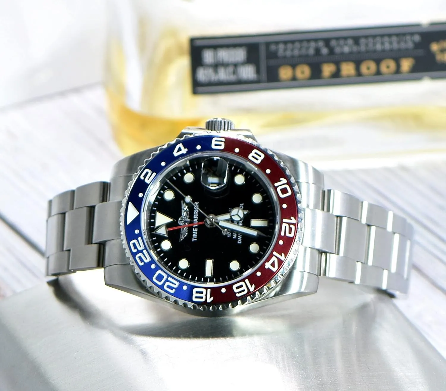 GMT Master Automatic Watches for Men, Stainless Steel Watch, Water Resistant Watches, Ceramic Rotating Bezel, Luminous, Sapphire Glass