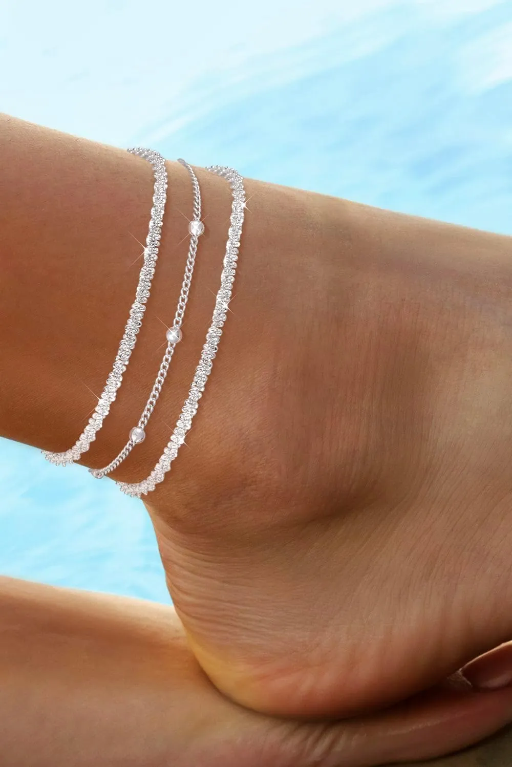 Gold Ankle Bracelets for Women,14K Real Gold Plated Waterproof Anklets Set Layered Anklets for Women Dainty Trendy Jewelry Gift Non Tarnish