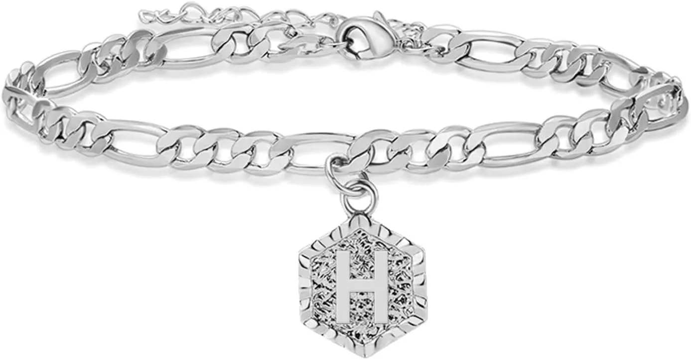 Gold Anklets for Women Gold Plated Initial Anklets Cuban Chain Link Ankle Bracelets Dainty Letter Anklet Personalized Name Anklet for Birthday Gifts