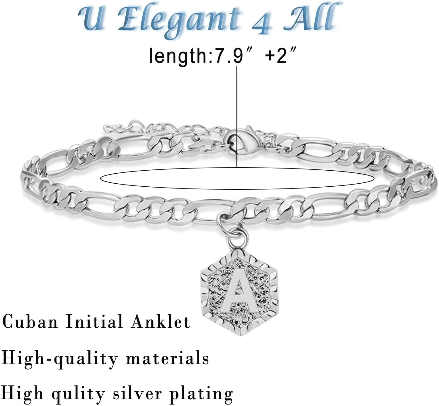 Gold Anklets for Women Gold Plated Initial Anklets Cuban Chain Link Ankle Bracelets Dainty Letter Anklet Personalized Name Anklet for Birthday Gifts