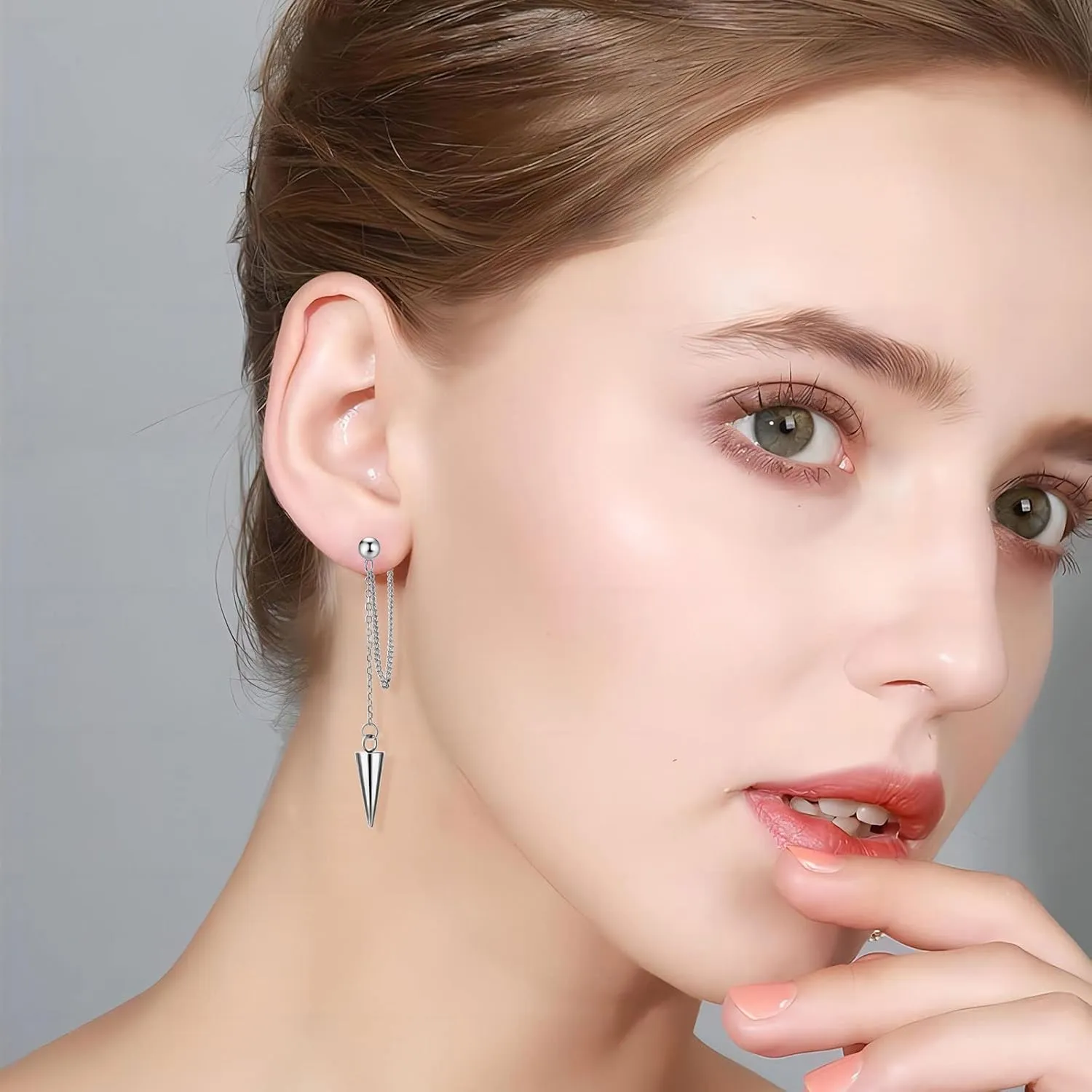 Gold Chain Earrings for Women Irregular Bar Spike Drop Dangle Earrings Long Threader Earring Dangly Tassel Earrings Stainless Steel Black Spike Steampunk Gothic Punk Earrings Jewelry