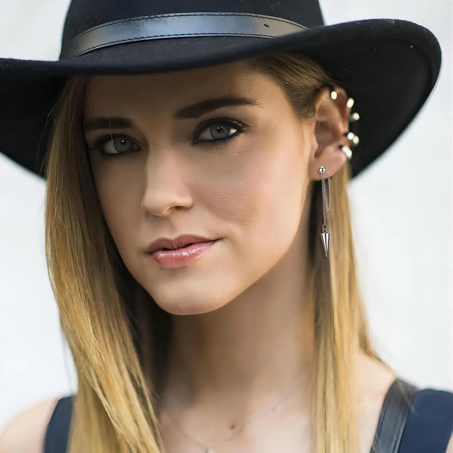 Gold Chain Earrings for Women Irregular Bar Spike Drop Dangle Earrings Long Threader Earring Dangly Tassel Earrings Stainless Steel Black Spike Steampunk Gothic Punk Earrings Jewelry