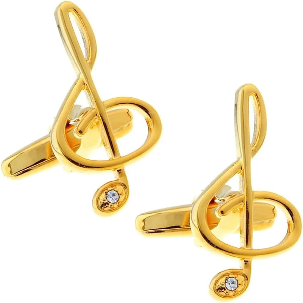 Gold Music Notes Treble Clef Cufflinks