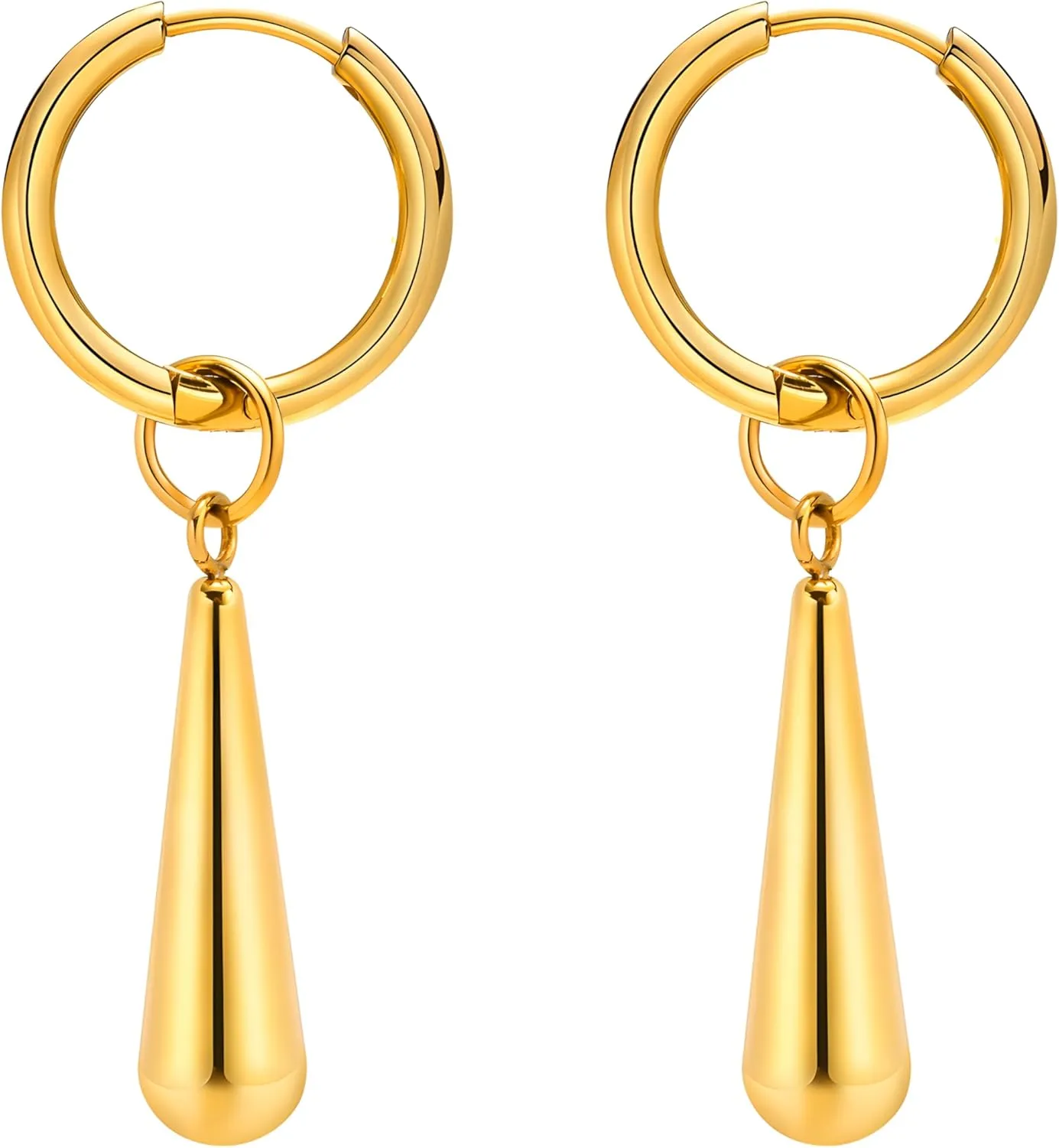 Gold Plated Waterdrop Dangle Earrings Teardrop Earrings For Women Stainless Steel Long Vertical Bar Drop Dangle Earrings