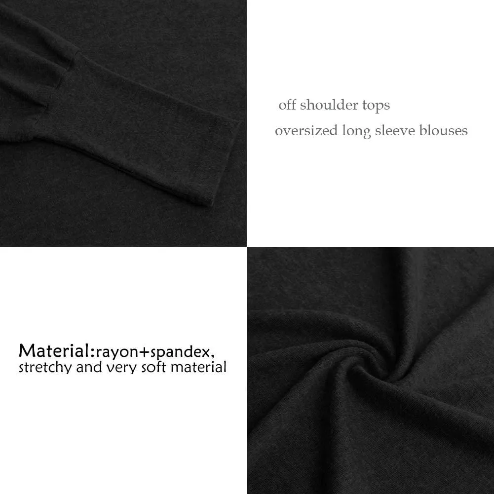 GOLDSTITCH Women's Off Shoulder Tops Casual Loose Batwing Sleeve Shirts Tunic Knit Oversized Pullover Sweater