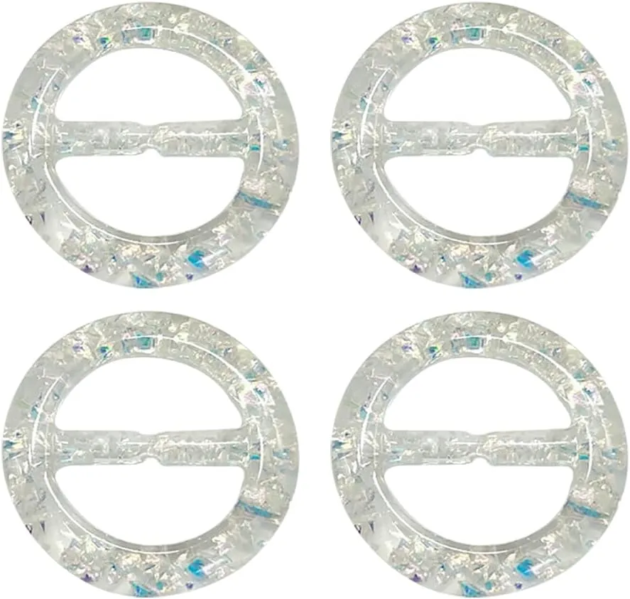 GSHLLO 6 Pcs Round Resin Clothes Buckles Silk Scarf Ring Clip Glitter Shirt Wrap Holder T Shirt Tie Clips Knotted Button Circle Clothing Clip for Women Lady