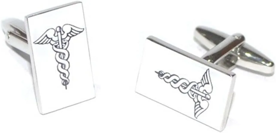 Gtr Men's Cufflinks X2BOCR113 White & Black Medical Symbol Cufflinks