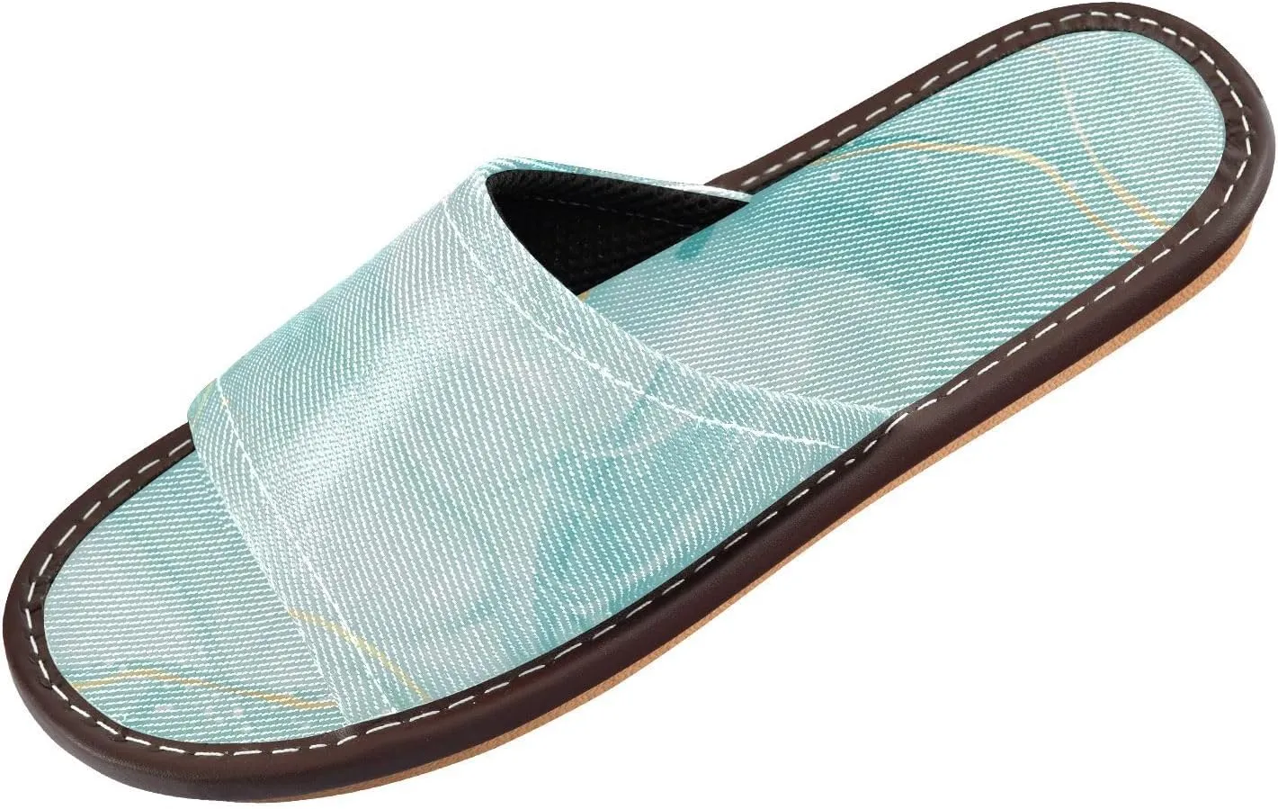 GuoChe Pastel Cyan Mint Liquid Marble Washable Non-Slip Spa Shower Slippers Indoor Outdoor Open Toe Slipper