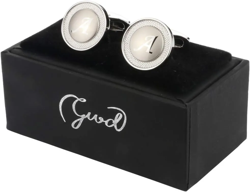 GWD Cufflinks for Men Shirt Premium Quality Personalized Initials Alphabet A-Z Gift Box