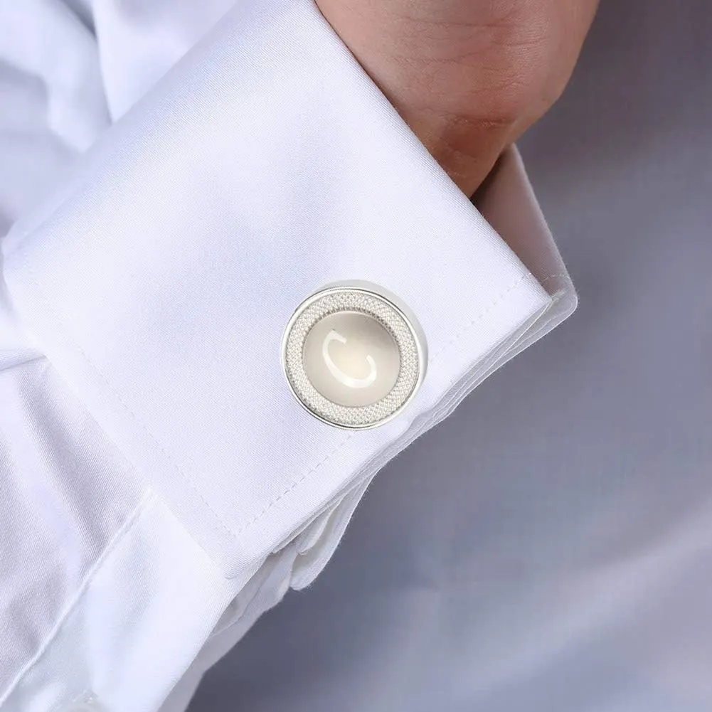 GWD Cufflinks for Men Shirt Premium Quality Personalized Initials Alphabet A-Z Gift Box