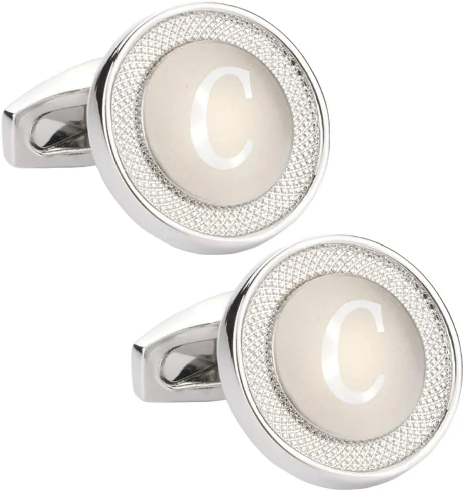 GWD Cufflinks for Men Shirt Premium Quality Personalized Initials Alphabet A-Z Gift Box