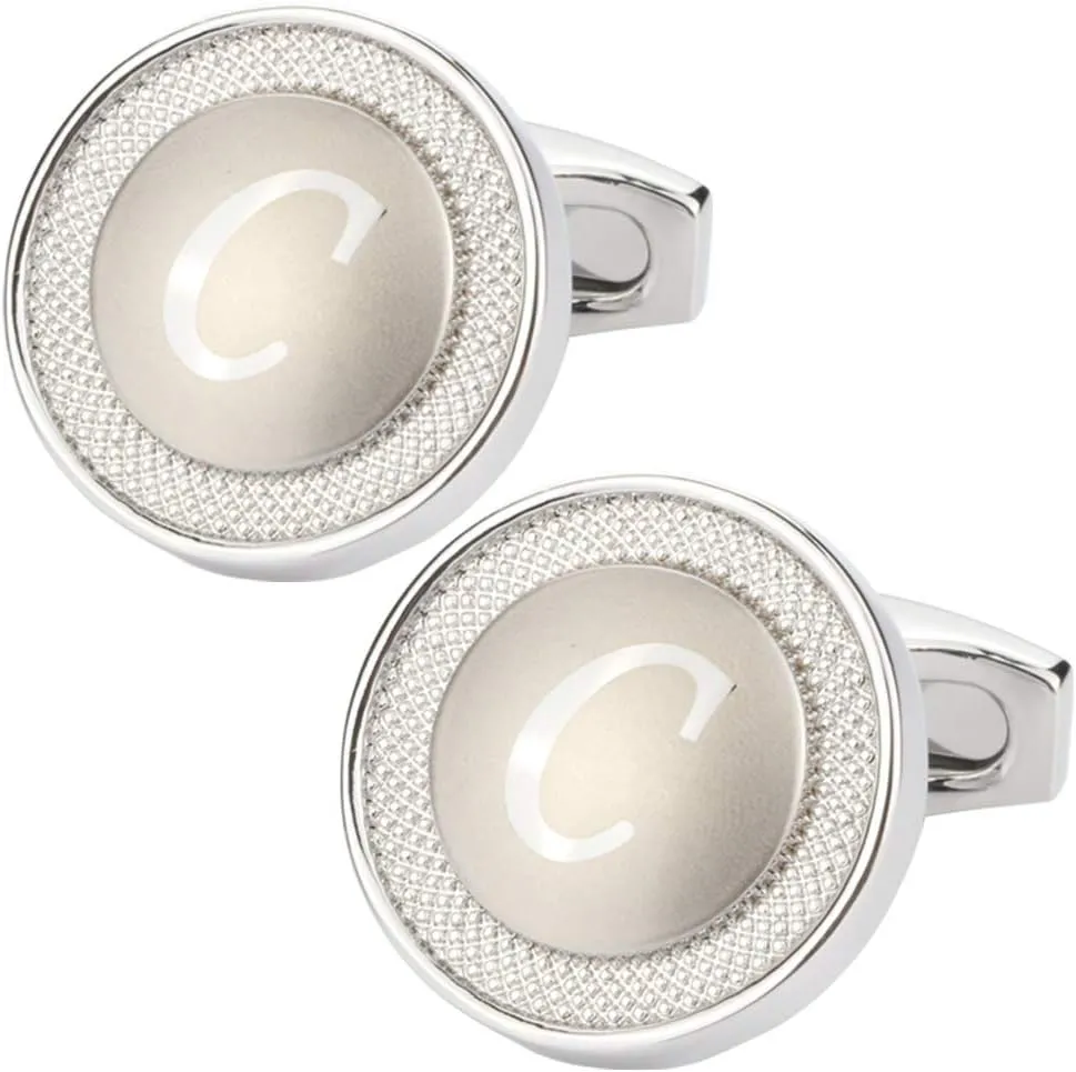 GWD Cufflinks for Men Shirt Premium Quality Personalized Initials Alphabet A-Z Gift Box