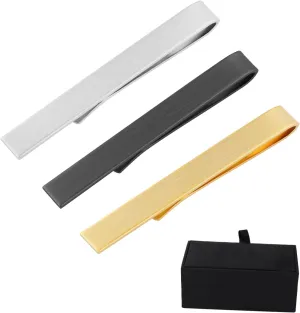 GWD Tie Clips for Men Personalized Tie Bar Black Silver Gold Blue Tie Clip Set Luxury Box Gift