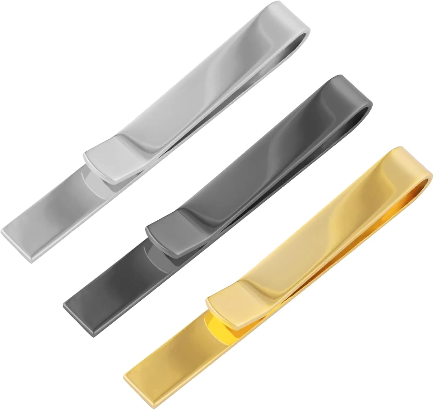 GWD Tie Clips for Men Personalized Tie Bar Black Silver Gold Blue Tie Clip Set Luxury Box Gift