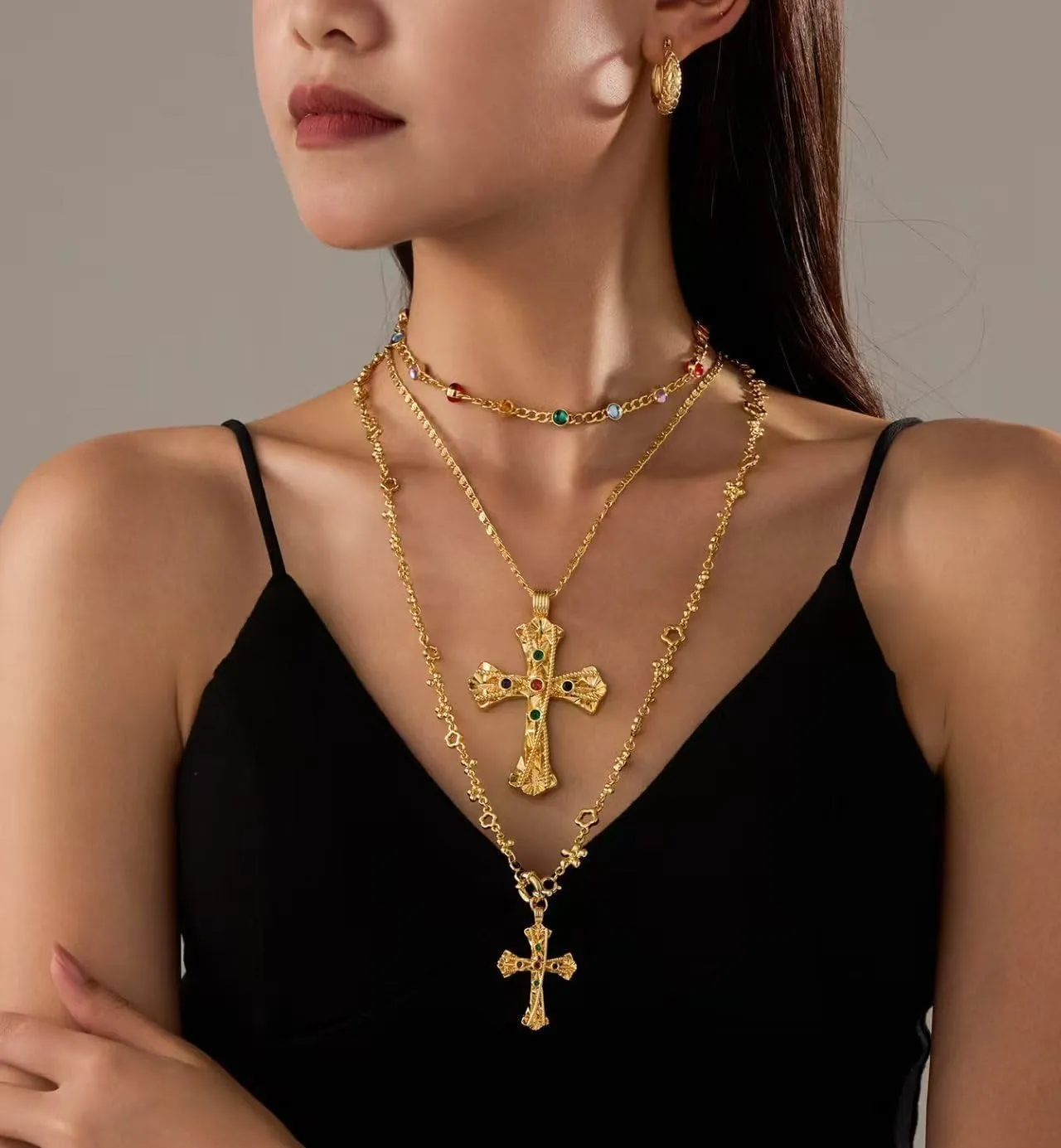 GZQ Gold Chain Cross Necklace for Women Non Tarnish Pendant Dainty Jewlery Gifts for Men