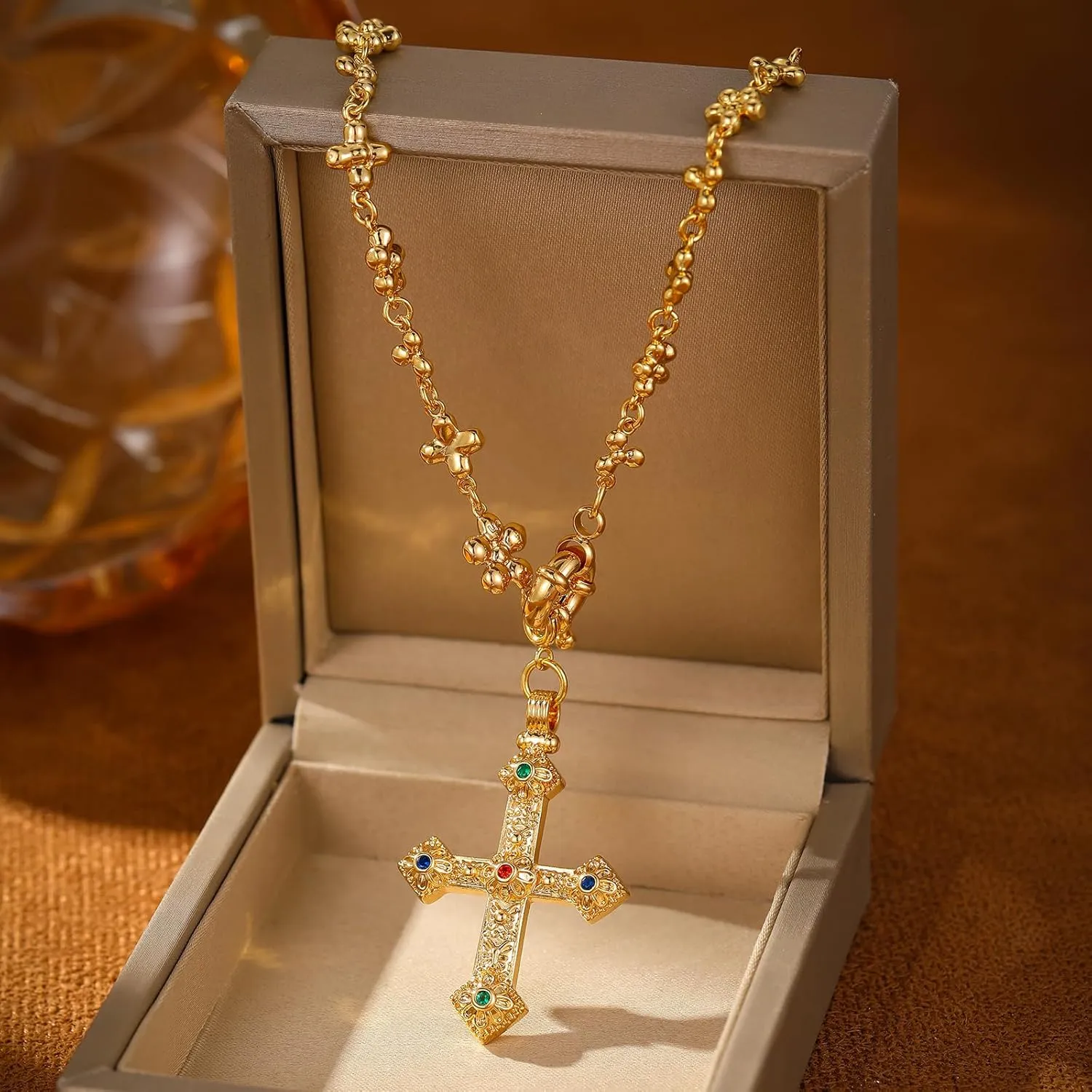 GZQ Gold Chain Cross Necklace for Women Non Tarnish Pendant Dainty Jewlery Gifts for Men