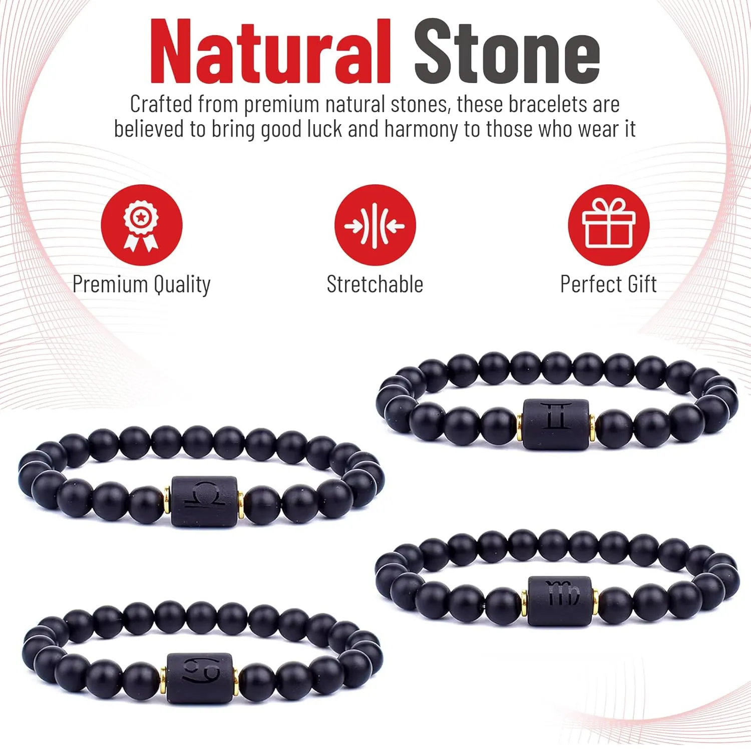 Handmade Zodiac Beaded Matte Black Bracelet For Men Women, Elastic Yoga Stretch Bracelet, Healing Crystals And Stones, Spiritual Gifts For Astrology, 8mm (Sagittarius, November 22nd to December 21st)