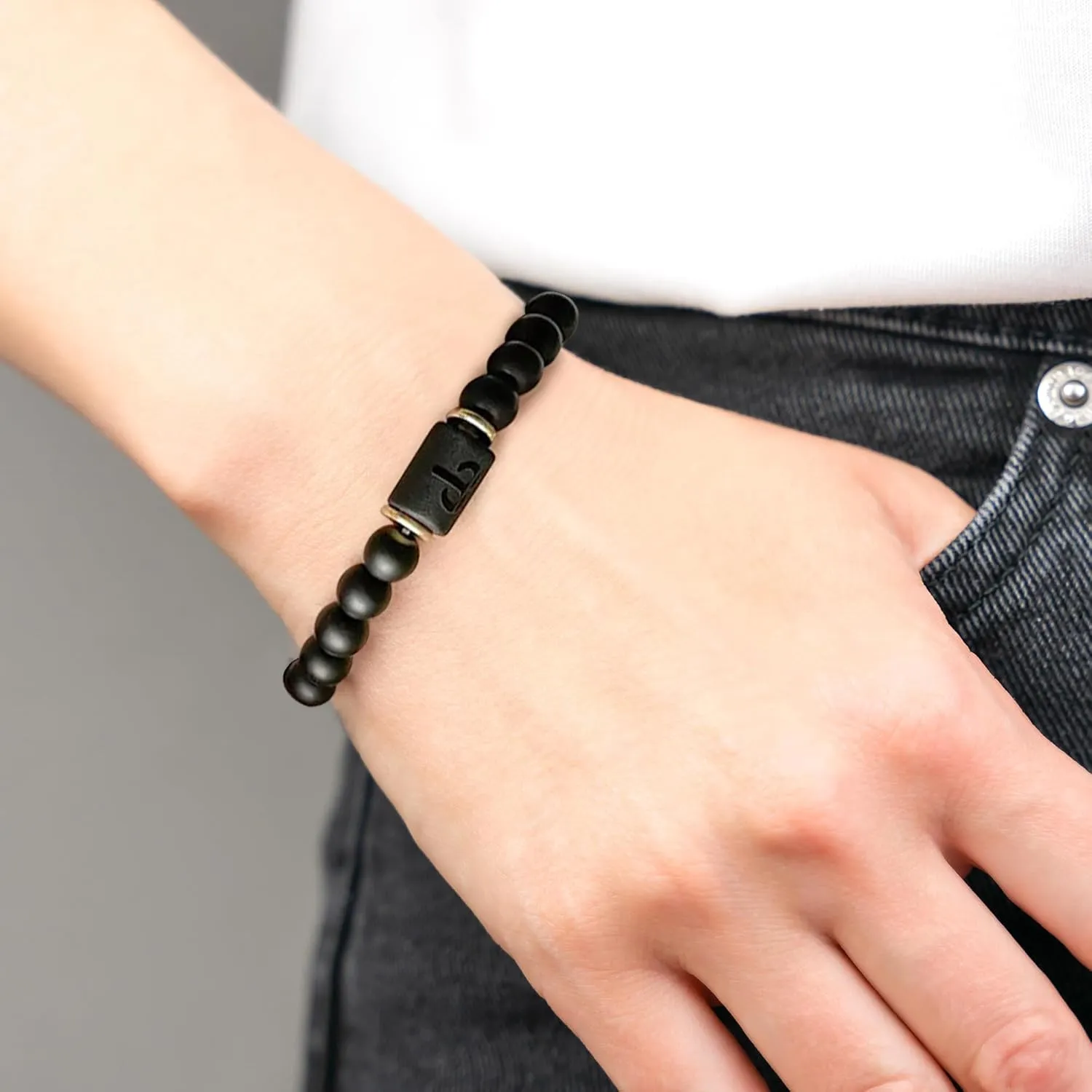 Handmade Zodiac Beaded Matte Black Bracelet For Men Women, Elastic Yoga Stretch Bracelet, Healing Crystals And Stones, Spiritual Gifts For Astrology, 8mm (Sagittarius, November 22nd to December 21st)